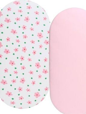Bassinet Sheets, 2 Pack, 100% Jersey Knit Cotton Pink White Flowers NEW